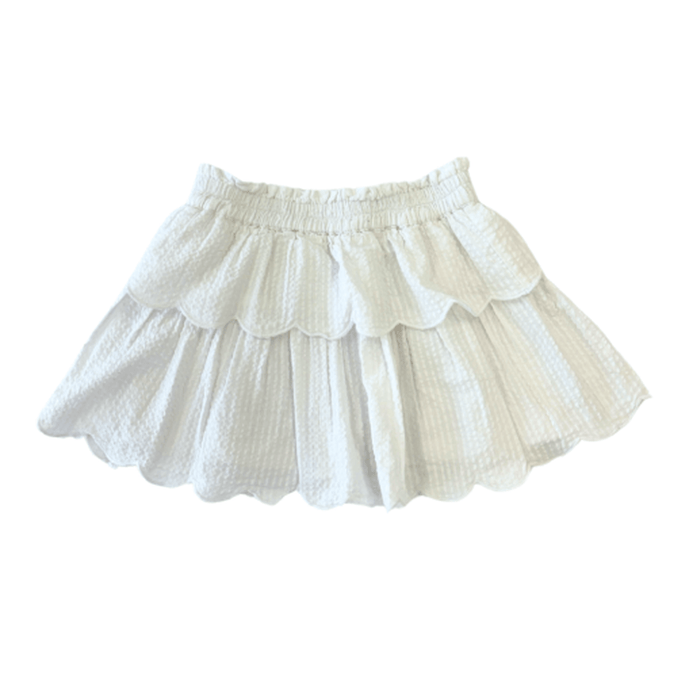 Bisby Girls White Seersucker Tiered Skort babysupermarket