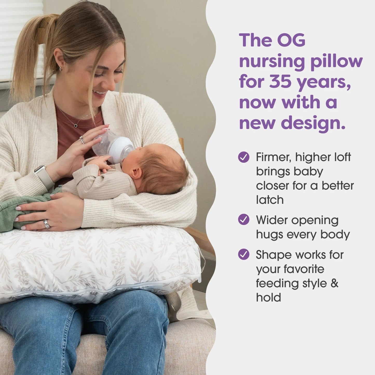 Boppy Nursing Pillow Beige Foliage