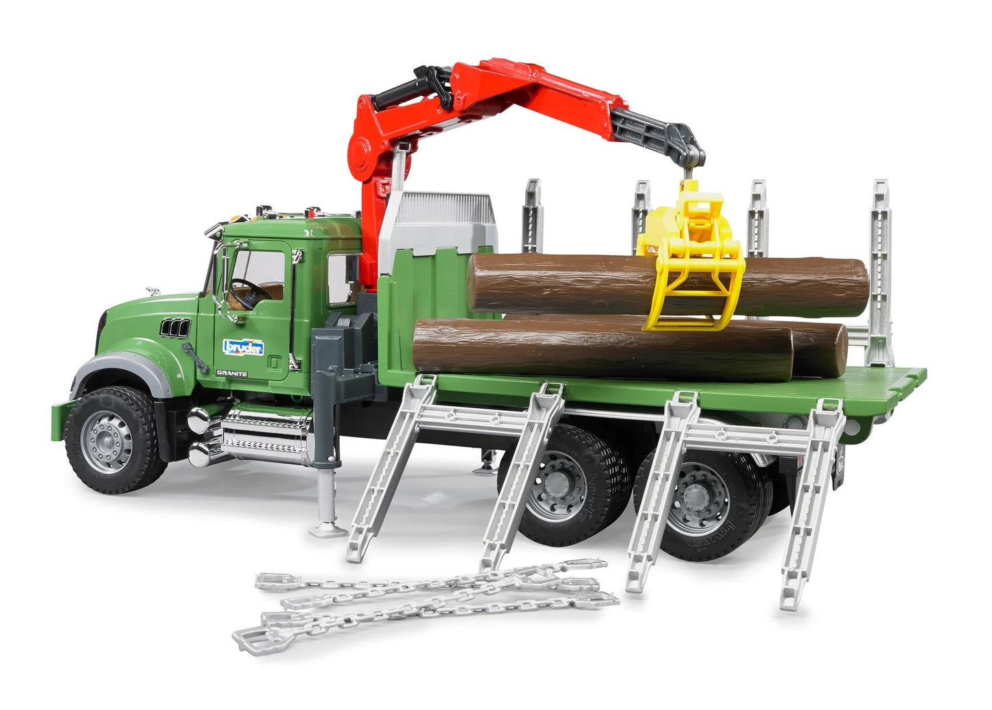Bruder Toys America Play Vehicles Bruder Mack Granite Timber Truck w/ Loading Crane and 3 Trunks