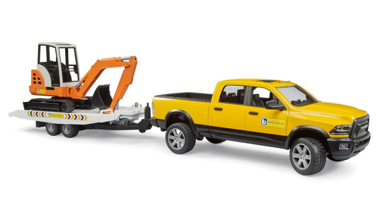 Bruder Toys America Play Vehicles Bruder Ram Rental Service with Mini Excavator