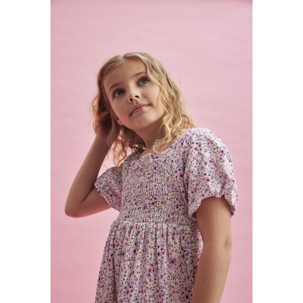 Creamie Girls Apparel / Dresses / Tween Creamie Girls Pink and Purple Floral Smocked Dress