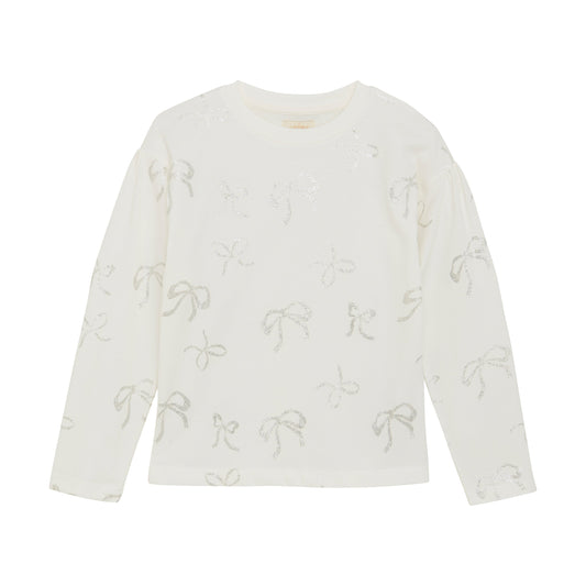 Creamie Girls Silver Sparkle Bows T-Shirt