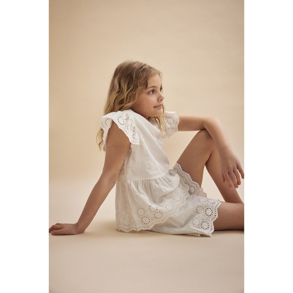 Creamie Girls White Embroidered Dress