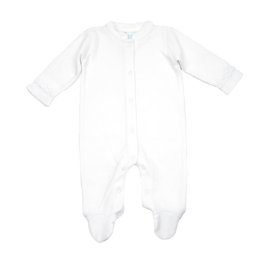 Cuclie Baby Hand Smocked Layette Footie - White