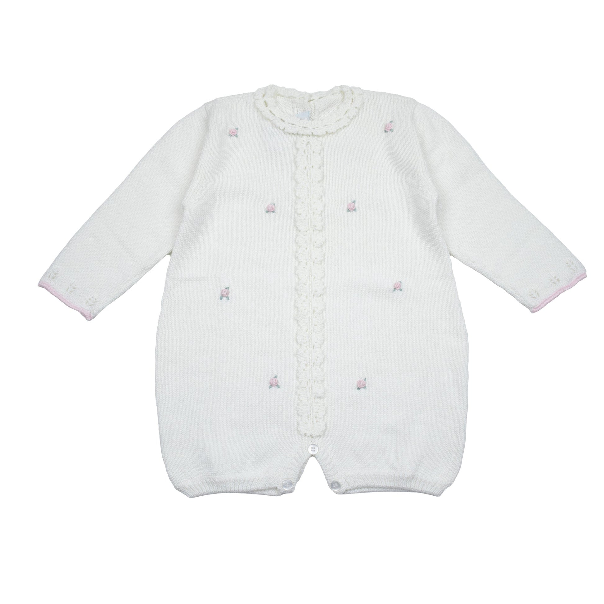 Cuclie Baby Rosette Knit Bubble Romper - Ivory