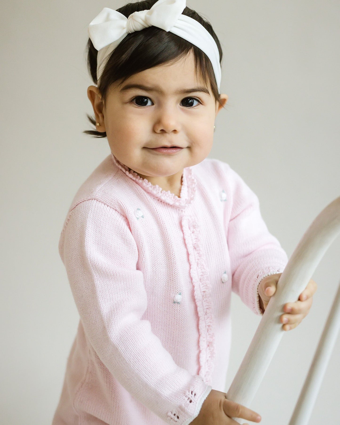 Cuclie Baby Rosette Knit Bubble Romper - Pink