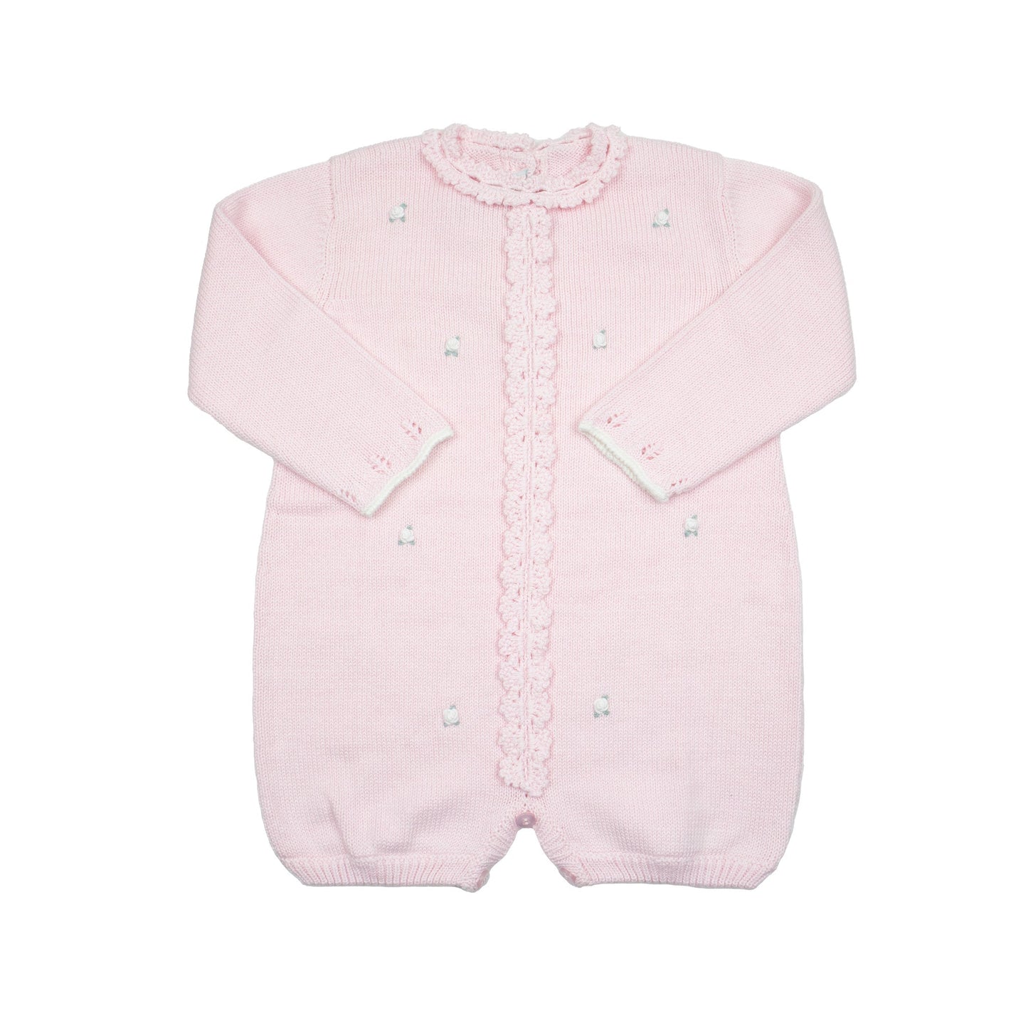 Cuclie Baby Rosette Knit Bubble Romper - Pink