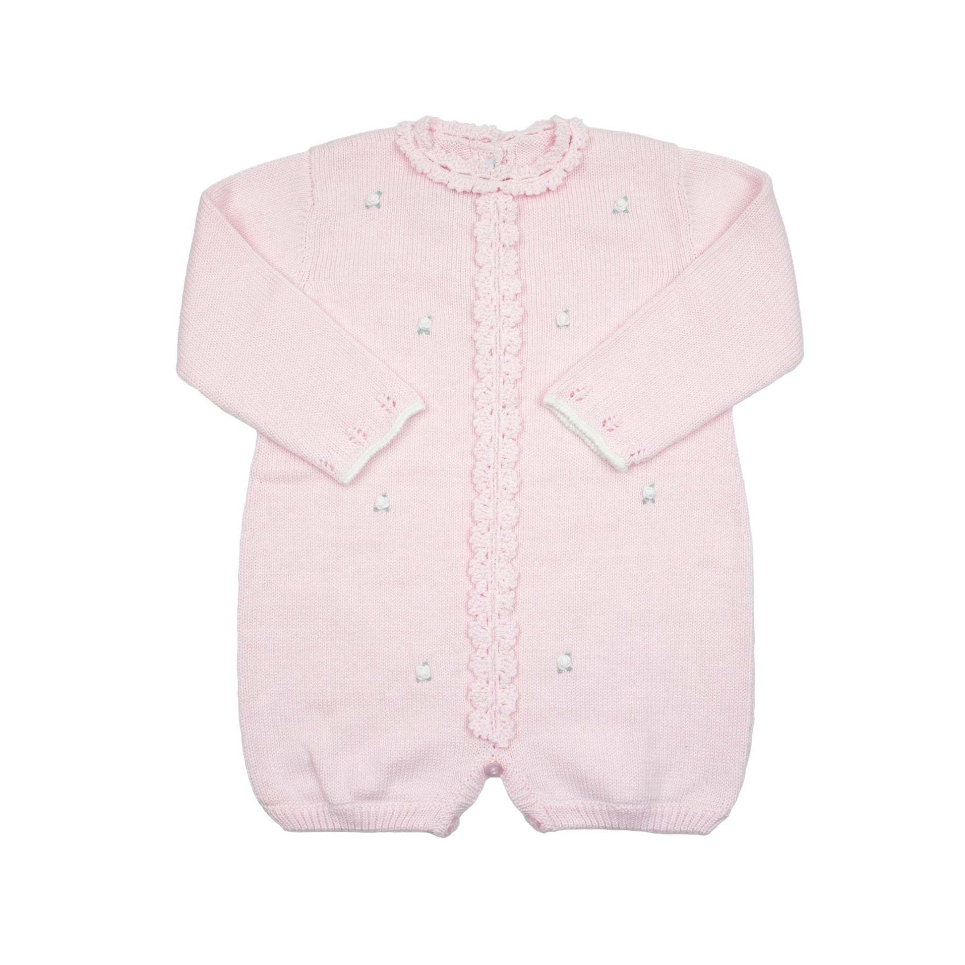 Cuclie Baby Rosette Knit Bubble Romper - Pink