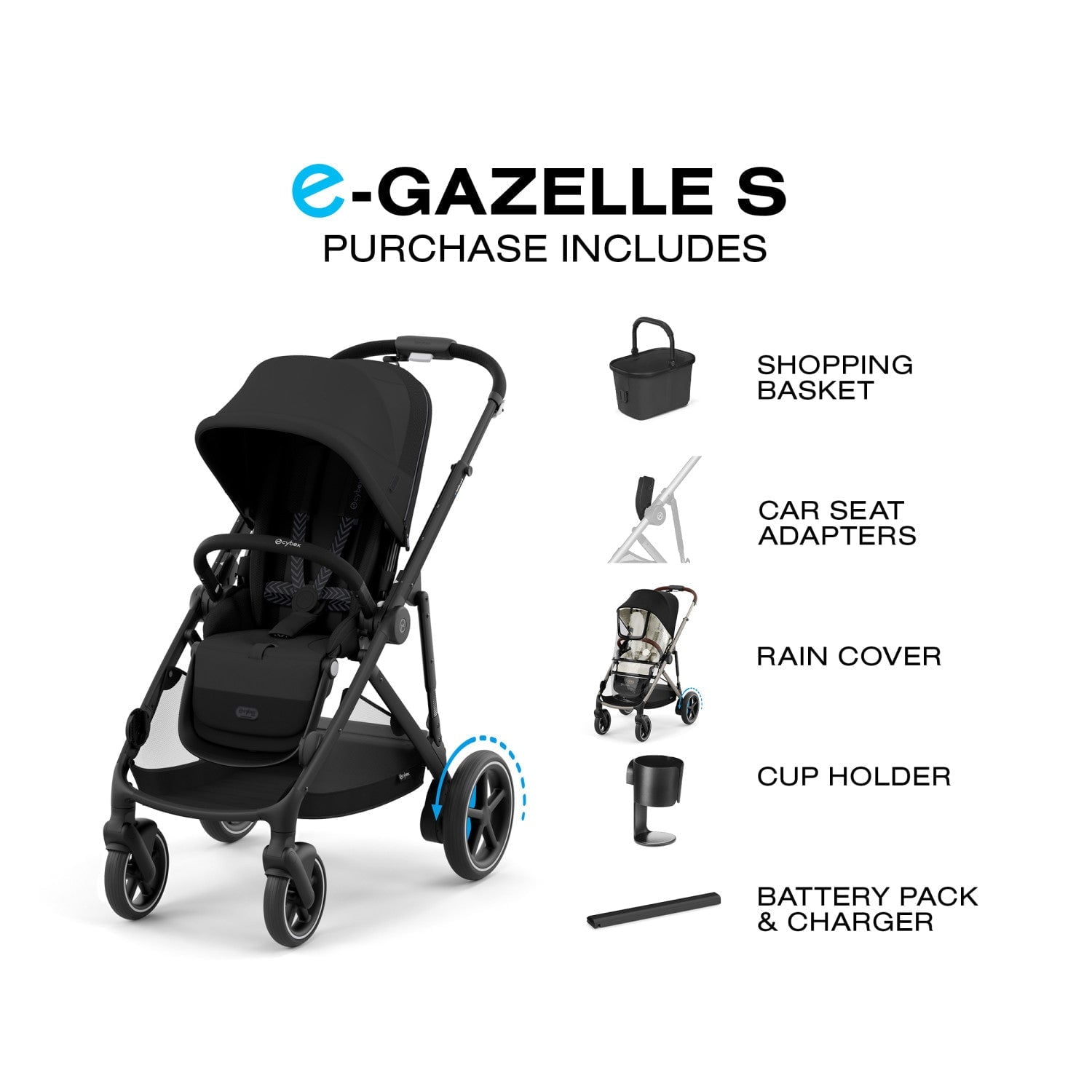 Cybex Strollers - Double Cybex e-Gazelle S Electronic Assist Single-to-Double Stroller