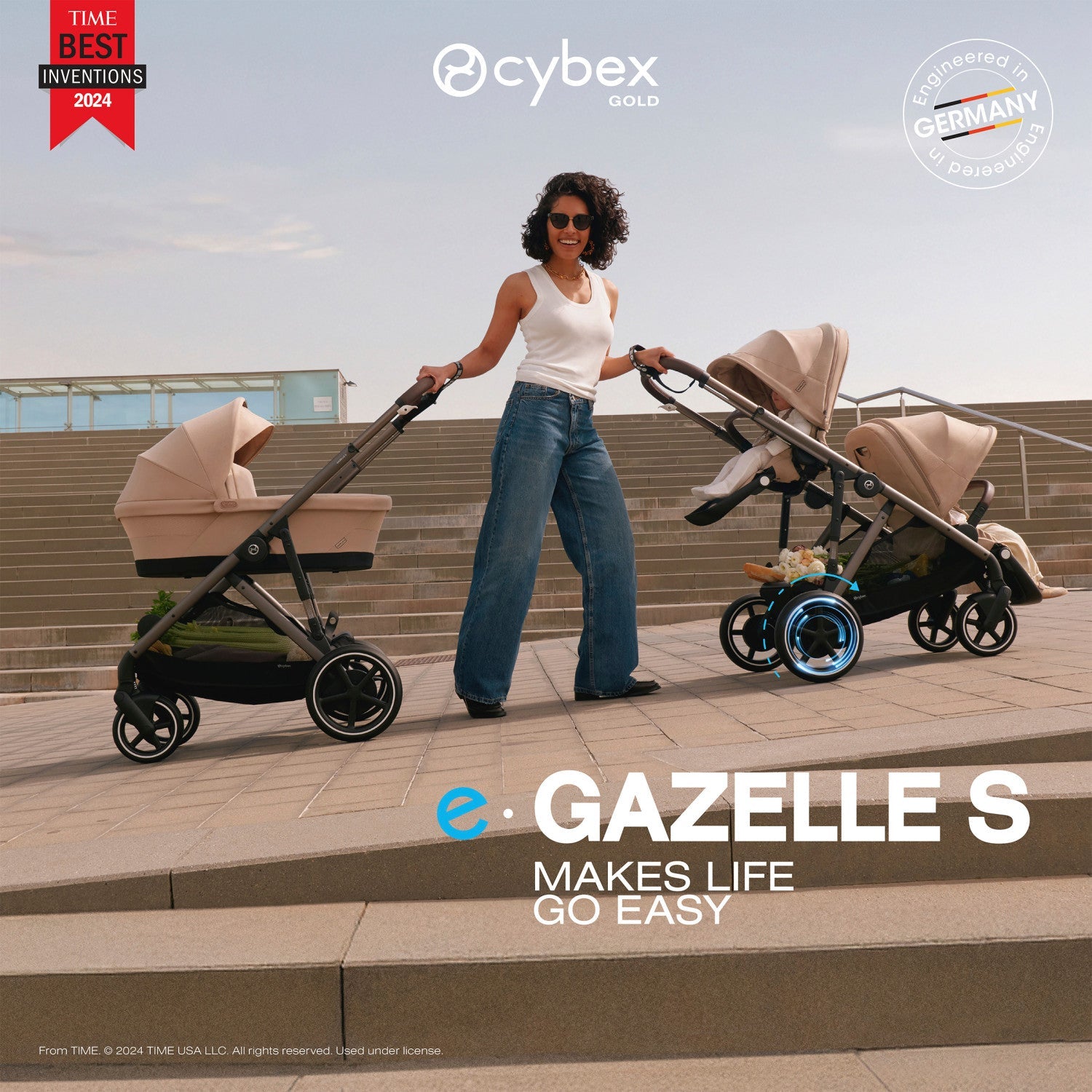 Cybex Strollers - Double Cybex e-Gazelle S Electronic Assist Single-to-Double Stroller
