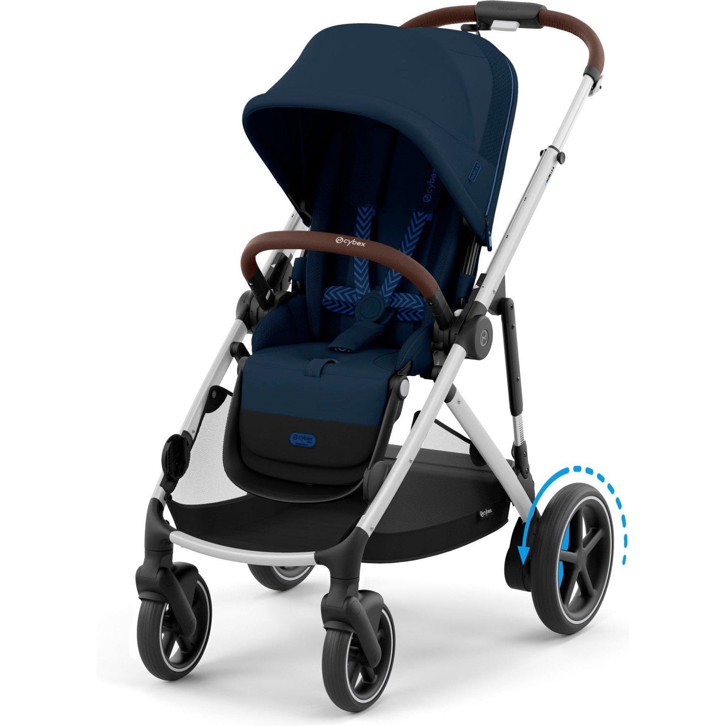 Cybex Strollers - Double Silver Frame with Ocean Blue Seat Cybex e-Gazelle S Electronic Assist Stroller