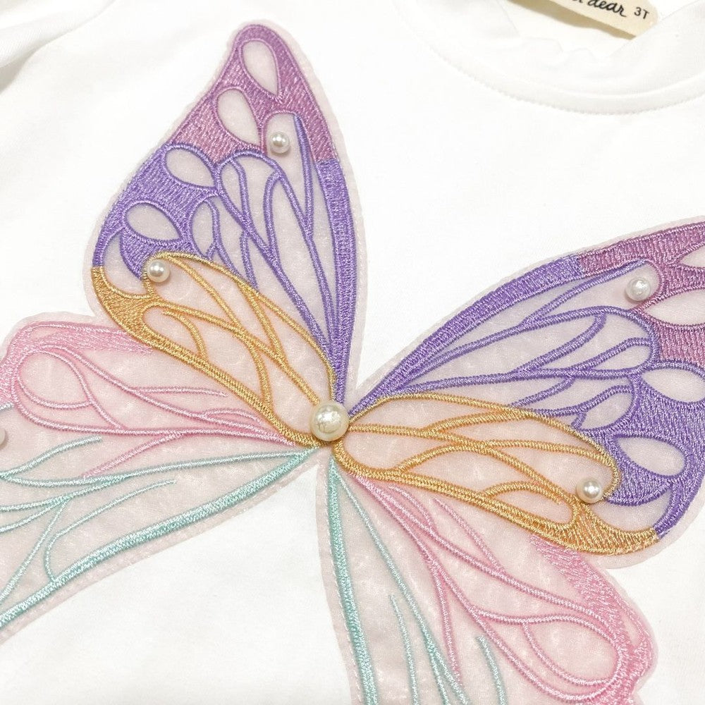 Doe A Deer Girls Apparel / Shirts / Kids Doe a Deer Girls Butterfly Embroidery T-Shirt
