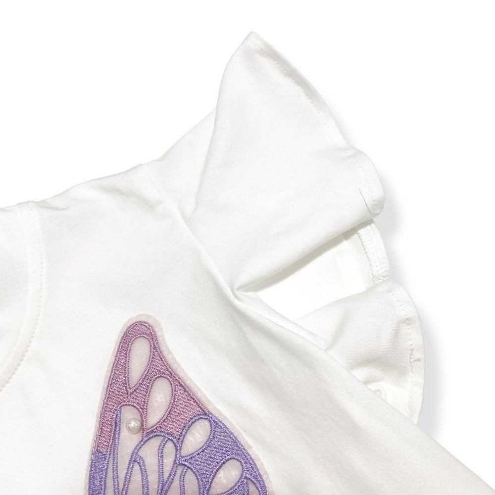 Doe A Deer Girls Apparel / Shirts / Kids Doe a Deer Girls Butterfly Embroidery T-Shirt