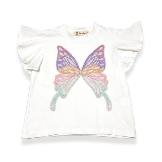 Doe A Deer Girls Apparel / Shirts / Kids White & Purple / 2 Toddler Doe a Deer Girls Butterfly Embroidery T-Shirt