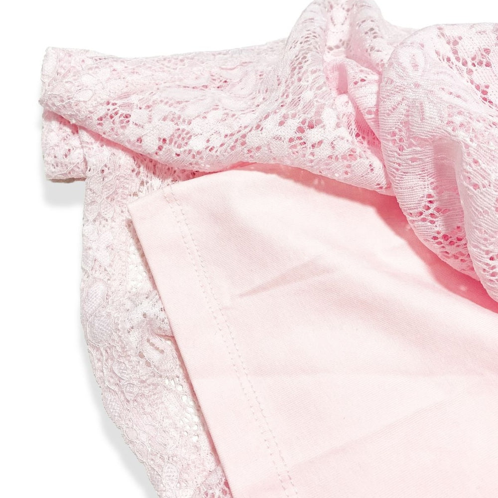 Doe a Deer Girls Pink Dropwaist Lace Dress babysupermarket