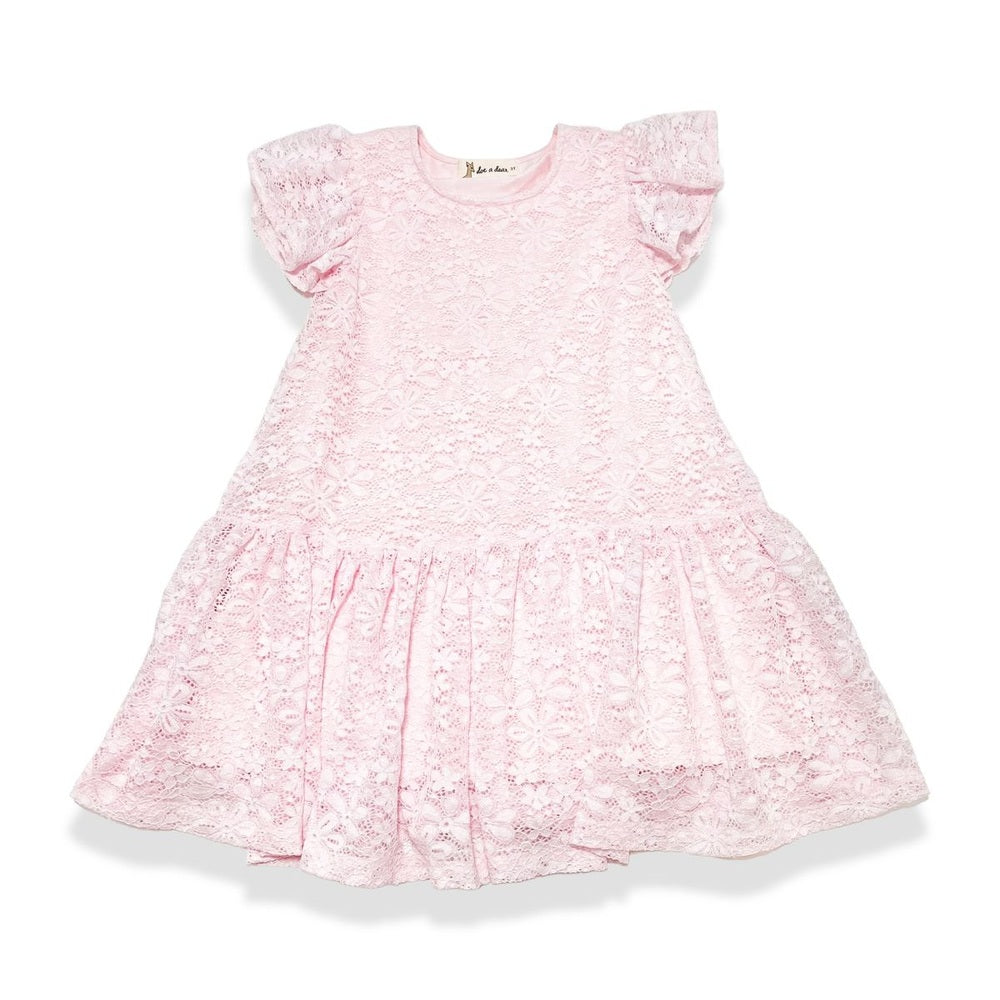 Doe a Deer Girls Pink Dropwaist Lace Dress babysupermarket
