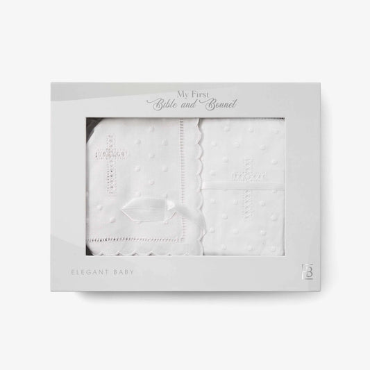 Elegant Baby Heirloom Baby Bonnet & Bible Christening Gift Set