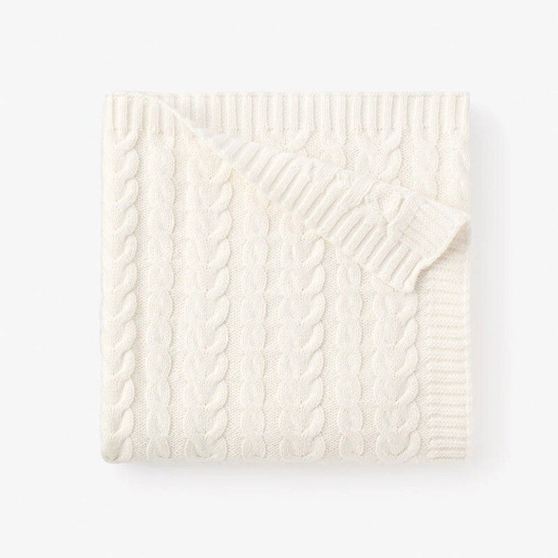 Elegant Baby Whisper White Horseshoe Cable Blanket