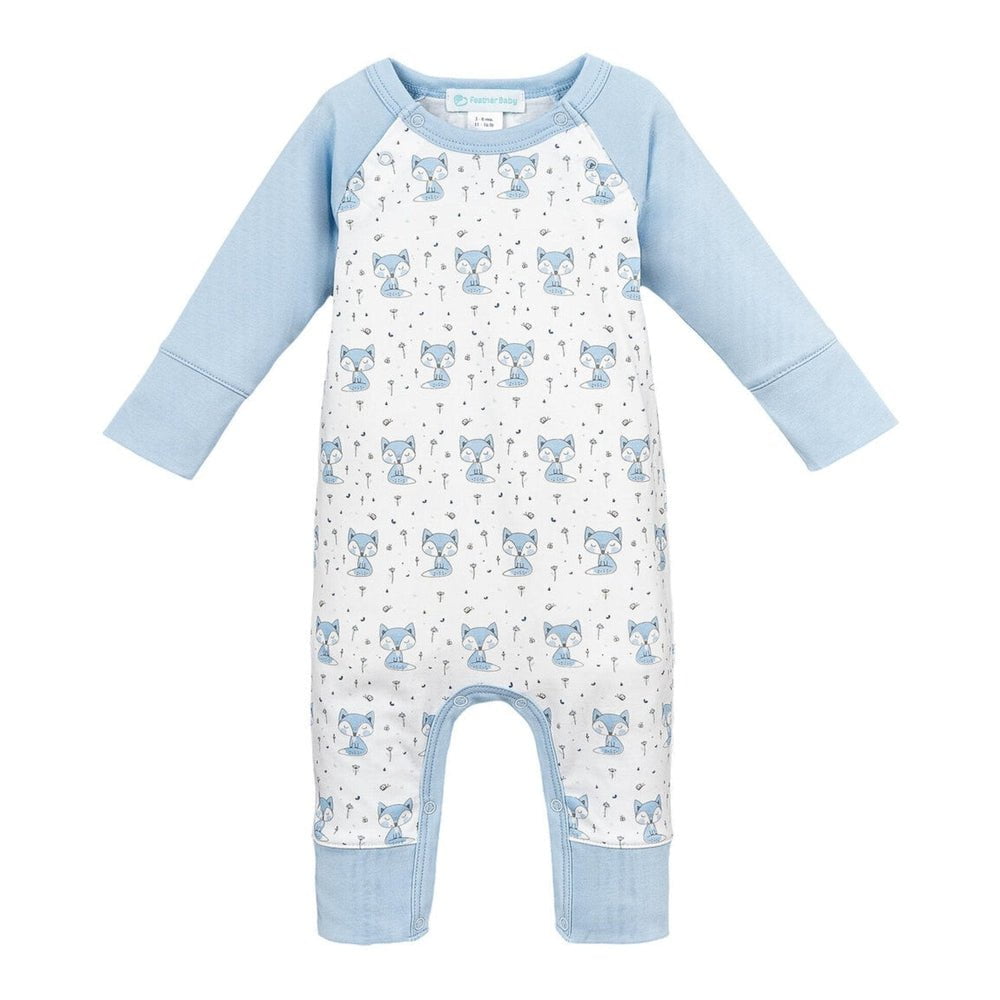 Feather Baby Boys Apparel / Outfits / Infant Blue / 3-6 Mo Feather Baby Blushing Blue Fox Sailor Romper