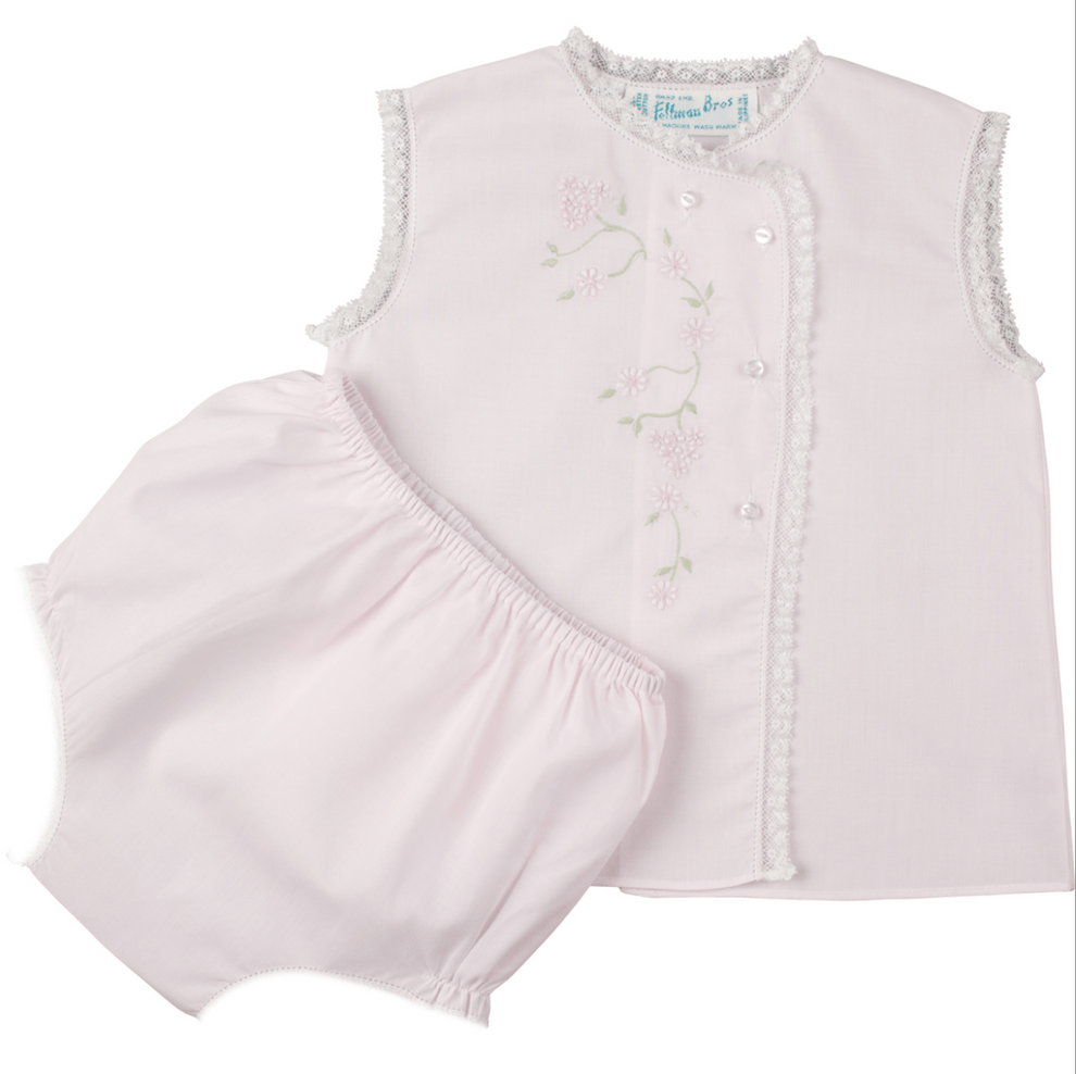 Feltman Brothers Apparel & Gifts Pink / 3 Mo Feltman Brothers Girls Floral Lace Diaper Set