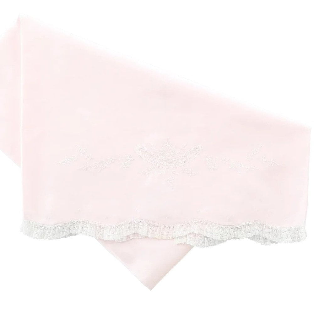 Feltman Brothers General Feltman Brothers Pink Receiving Blanket with Lace Trim