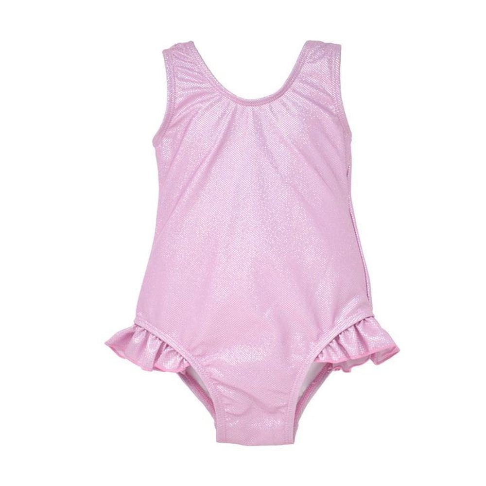 Flap Happy Sparkling Sunset Pink Delaney Hip Ruffle Swimsuit babysupermarket