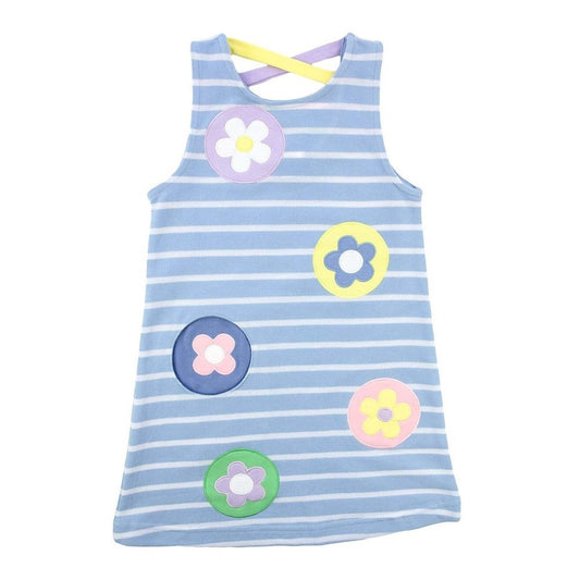 Florence Eiseman Spring Cuties Stripe Knit Dress with Flower Dots