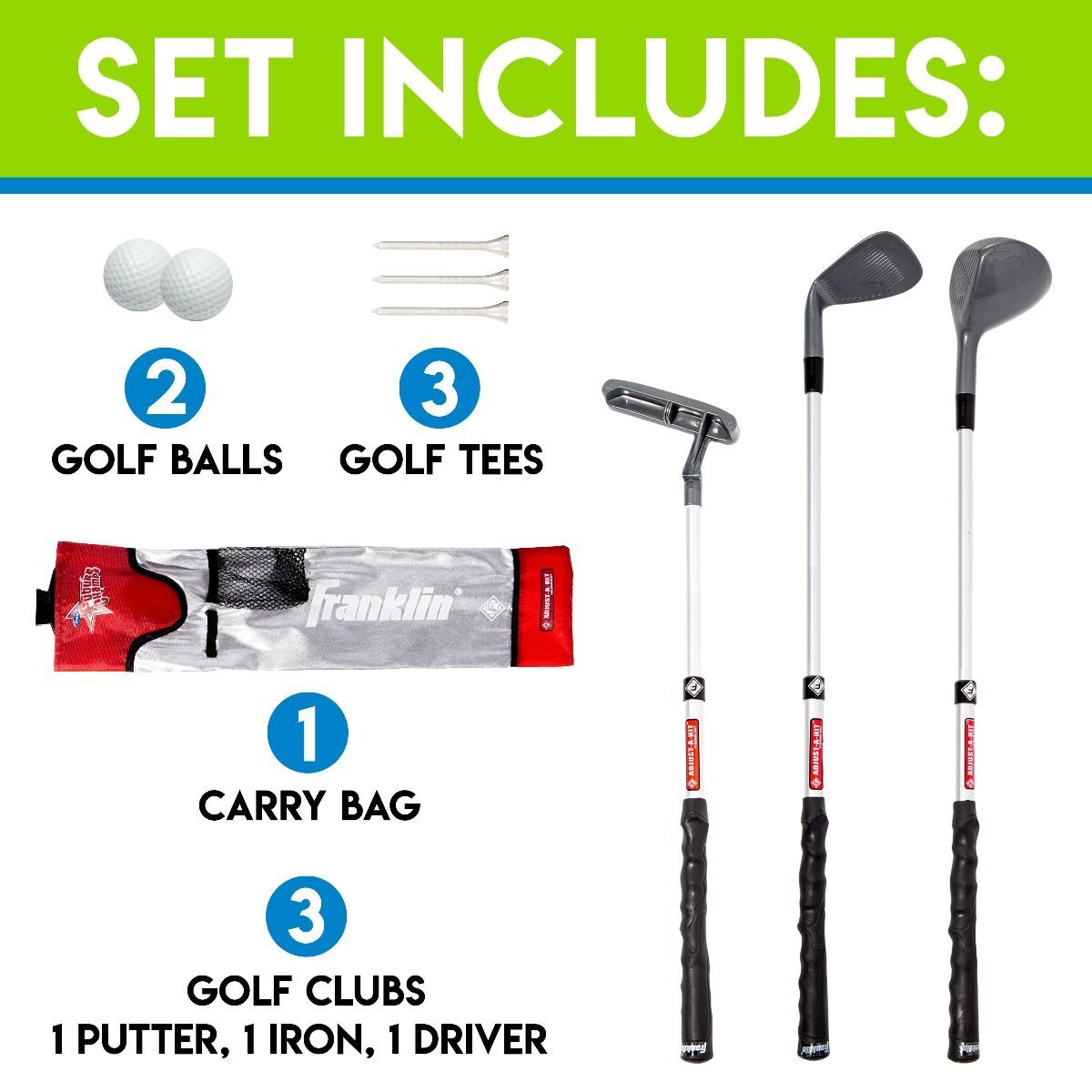 Franklin Sports Adjust-A-Sport Youth Golf Club Set
