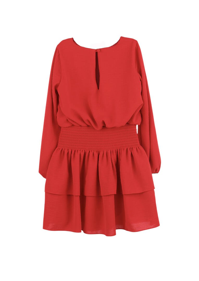 Gabby Girls Red Long Sleeve Smock Waist Amelia Dress
