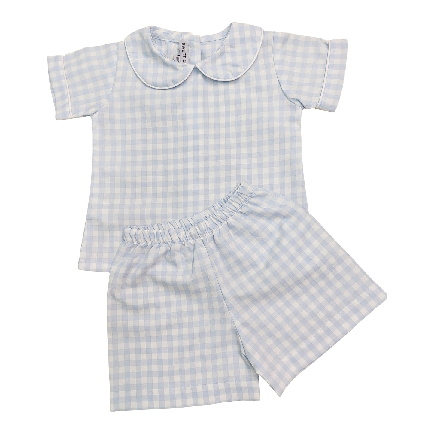 Sweet Dreams Light Blue Gingham Short Set