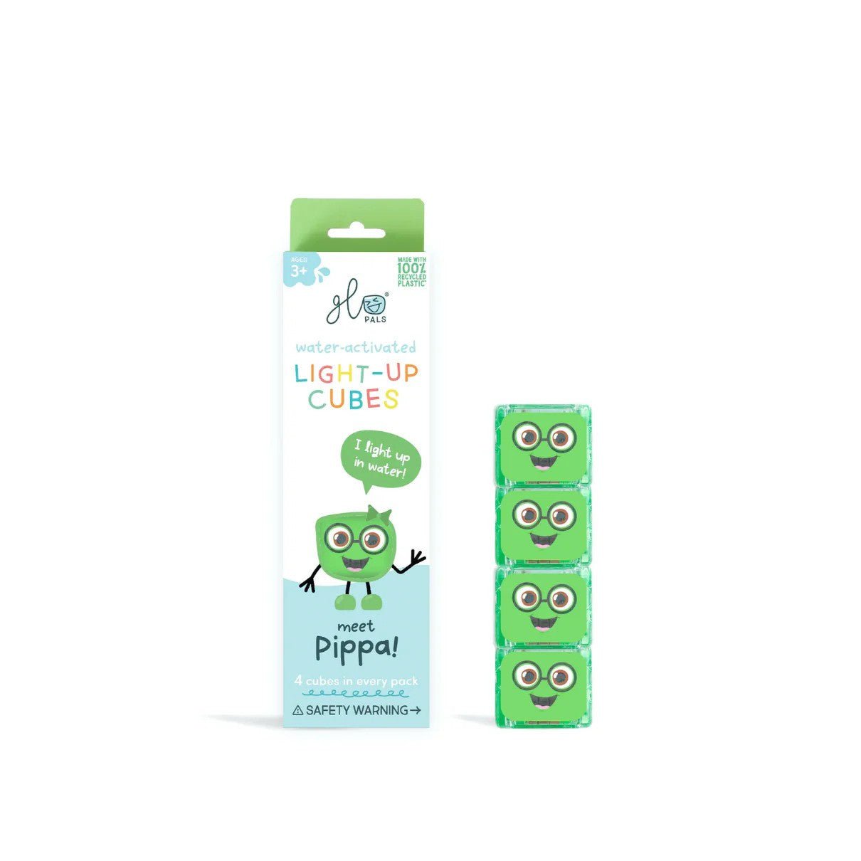 Glo Pals 4 Pack Green Light Up Cubes Pippa