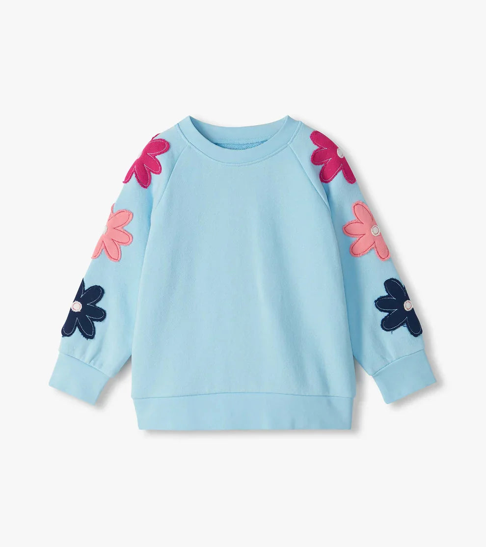 Hatley Girls Shirts Cool Blue / 5 Hatley Girls Cool Blue Floral Slouchy Pullover