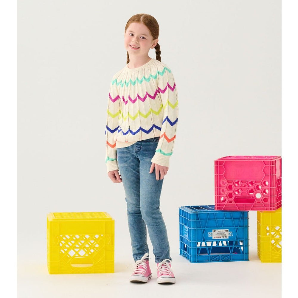 Hatley Girls Apparel / Shirts / Kids Hatley Rainbow Chevron Raglan Pullover Sweater