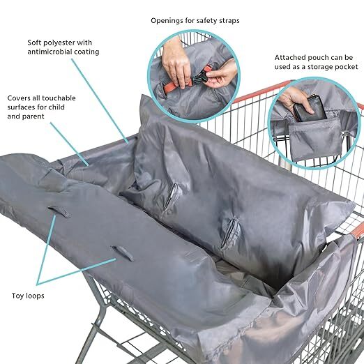 J L Childress Healthy Habits Shopping Cart Cover Grey