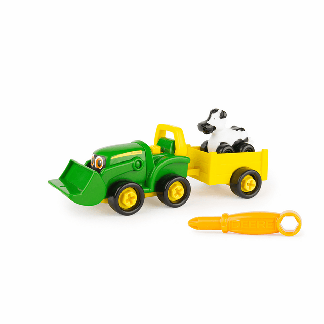 Tomy Play Vehicles John Deere Build A Buddy Bonnie Scoop Tractor With Wagon and Cow