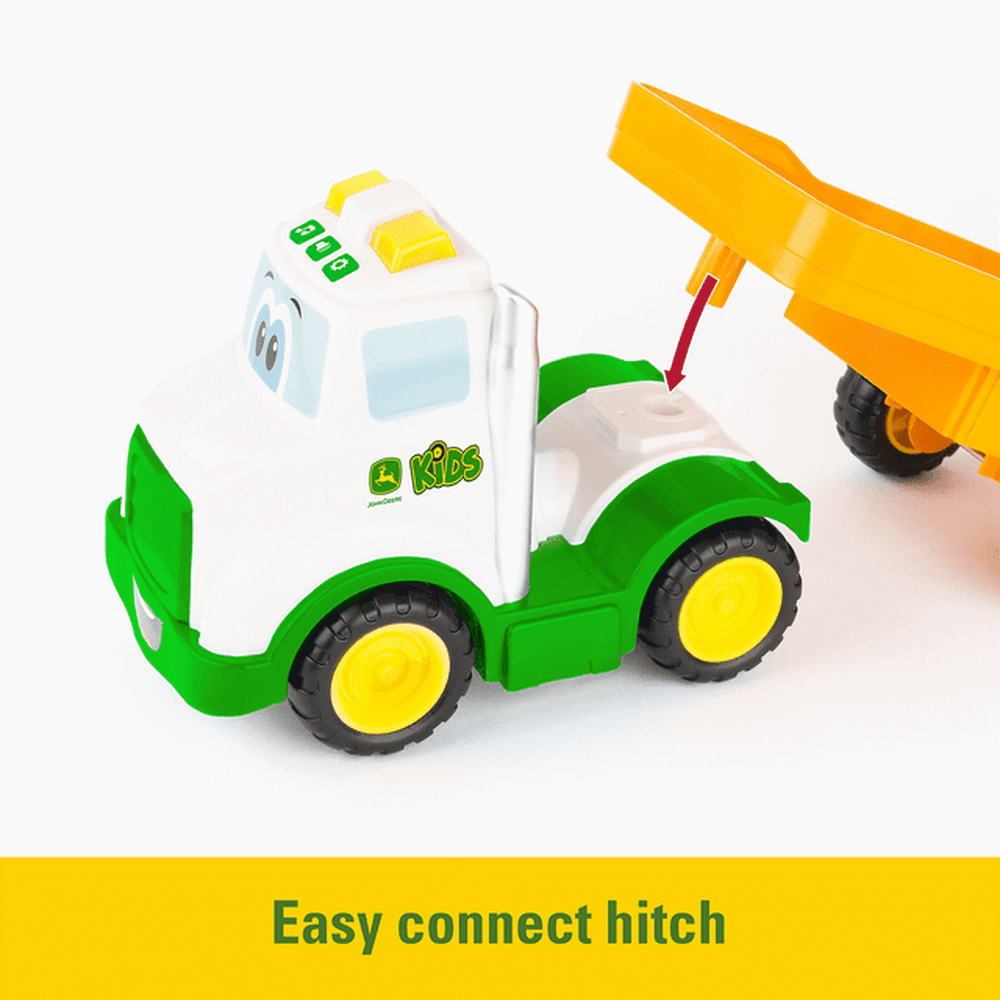 Tomy Play Vehicles John Deere Lights & Sounds Farmin' Friends Toy Hauling Set with Truck and Backhoe Tractor