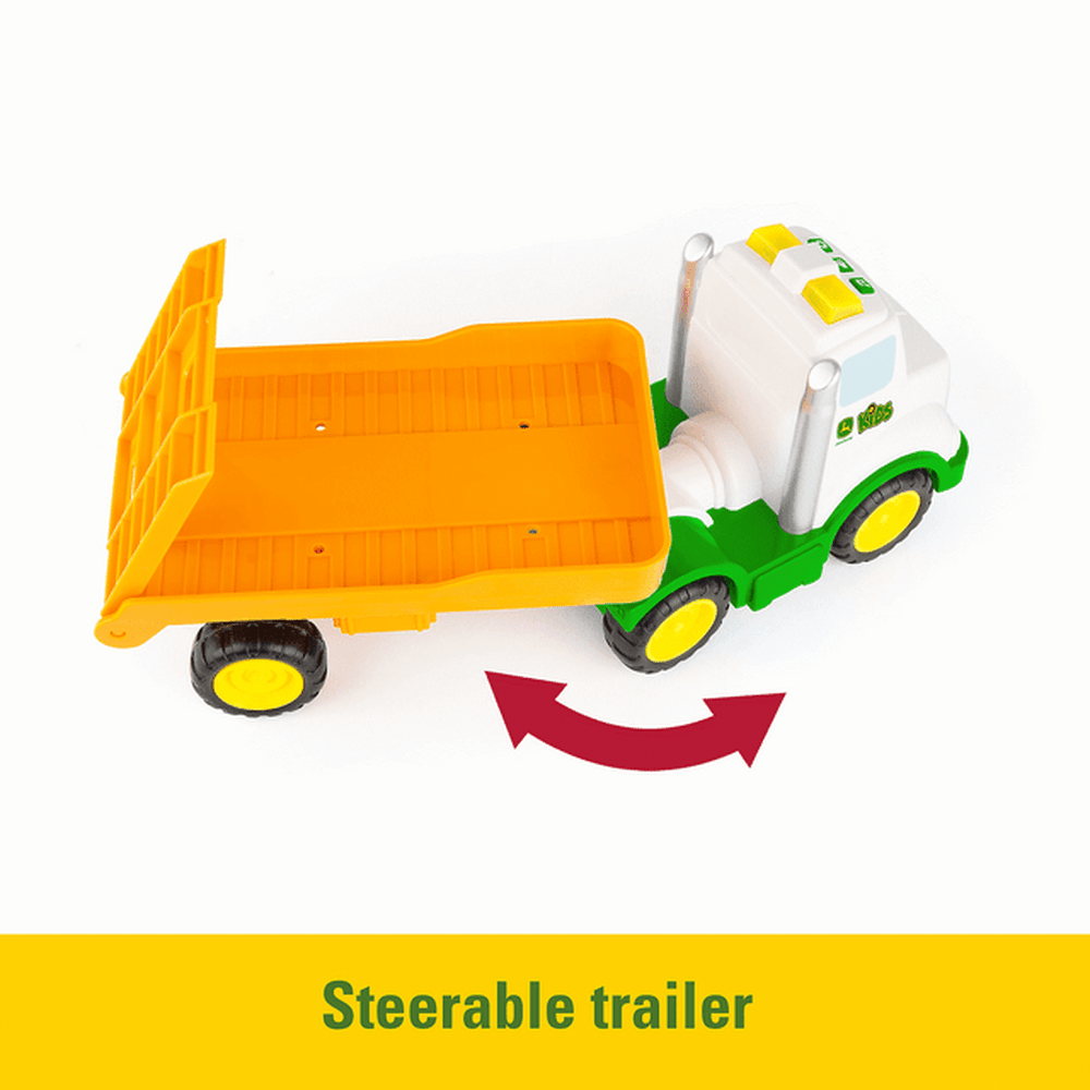 Tomy Play Vehicles John Deere Lights & Sounds Farmin' Friends Toy Hauling Set with Truck and Backhoe Tractor