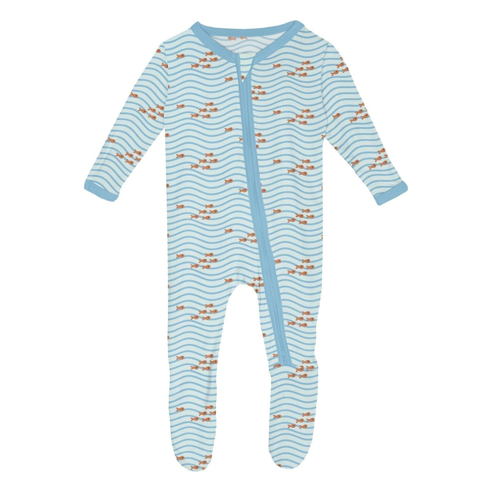 Kickee Pants Fresh Air Little Fishy 2 Way Zipper Footie