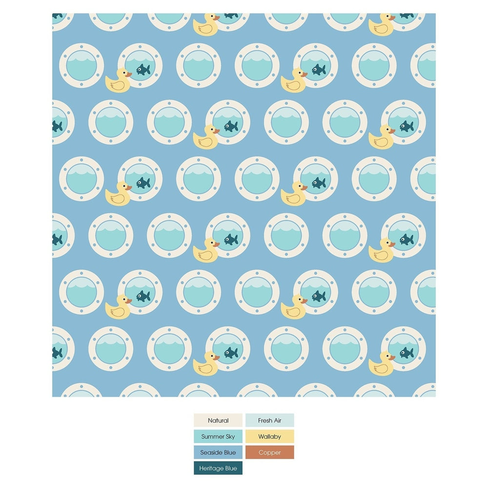 Kickee Pants Seaside Blue Porthole Ruber Ducky 2 Way Zipper Footie