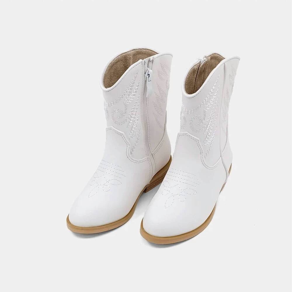 ShuShop Girls Zahara Mini Western Boot - White