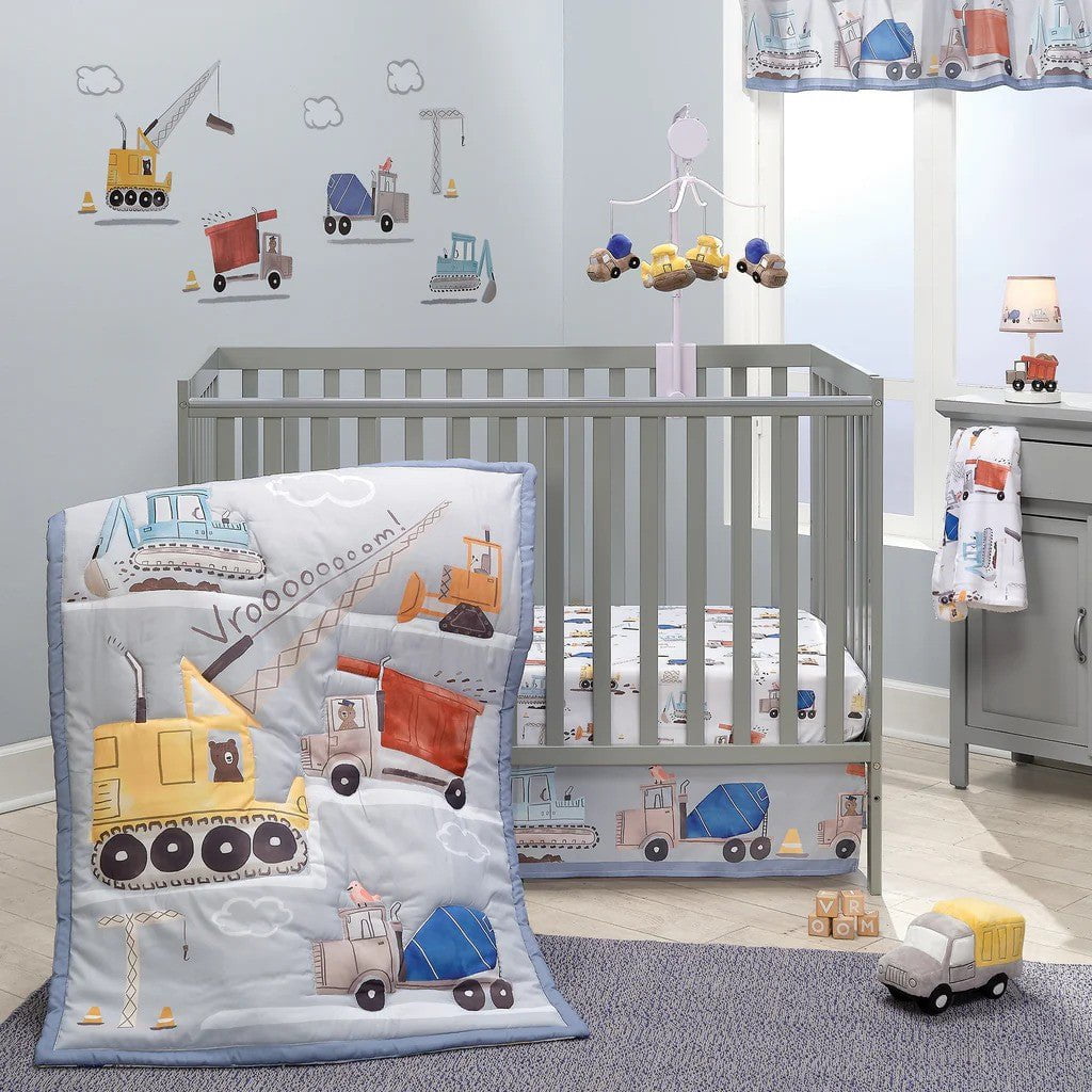 Lambs & Ivy Construction Zone 3-Piece Trucks Nursery Baby Crib Bedding Set