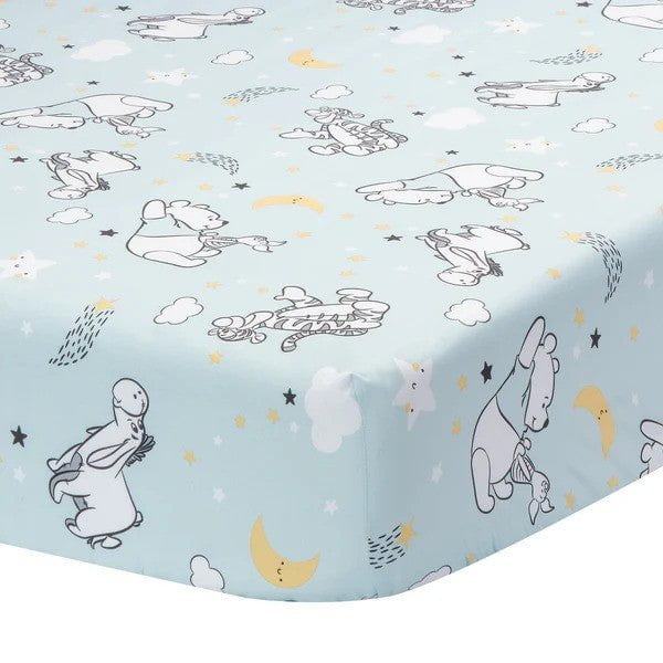 Lambs & Ivy Disney Baby Starlight Pooh 3-Piece Blue Nursery Crib Bedding Set