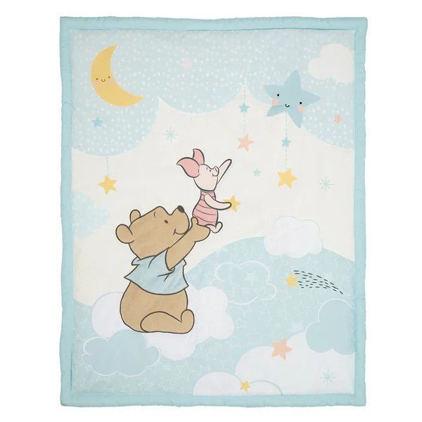 Lambs & Ivy Disney Baby Starlight Pooh 3-Piece Blue Nursery Crib Bedding Set