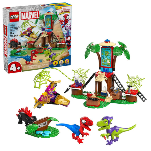 Lego Spidey and Gobby's Raptor Battle at Tree