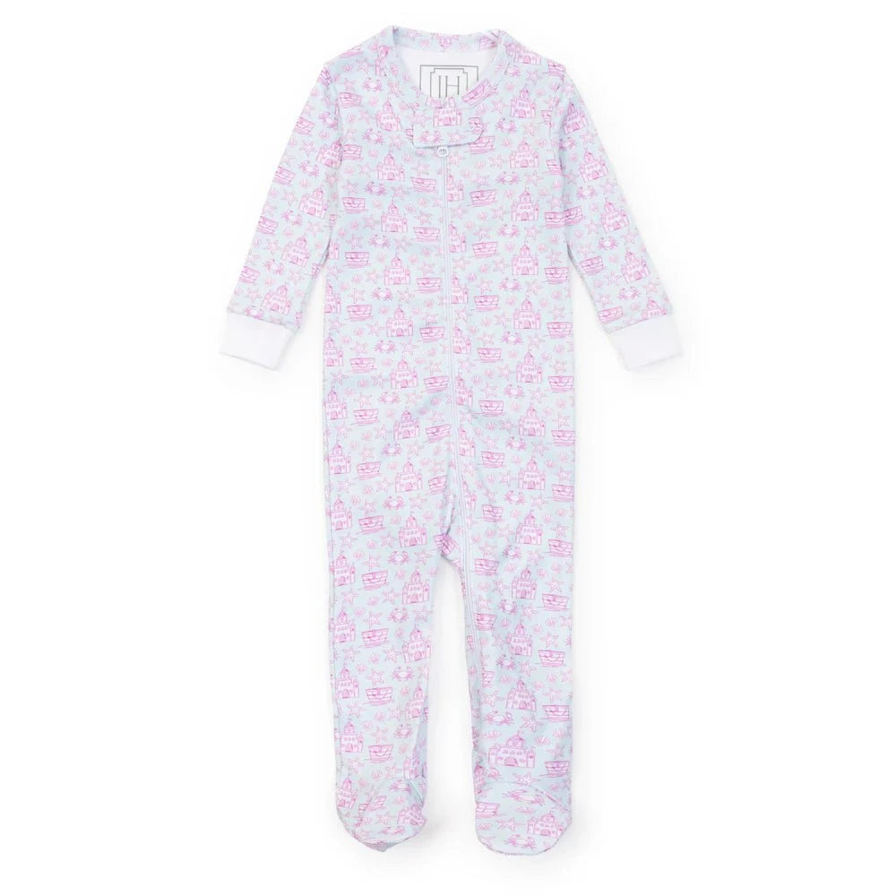 Lila and Hayes Girls Parker Zipper Pajama - Sandcastles Pink babysupermarket