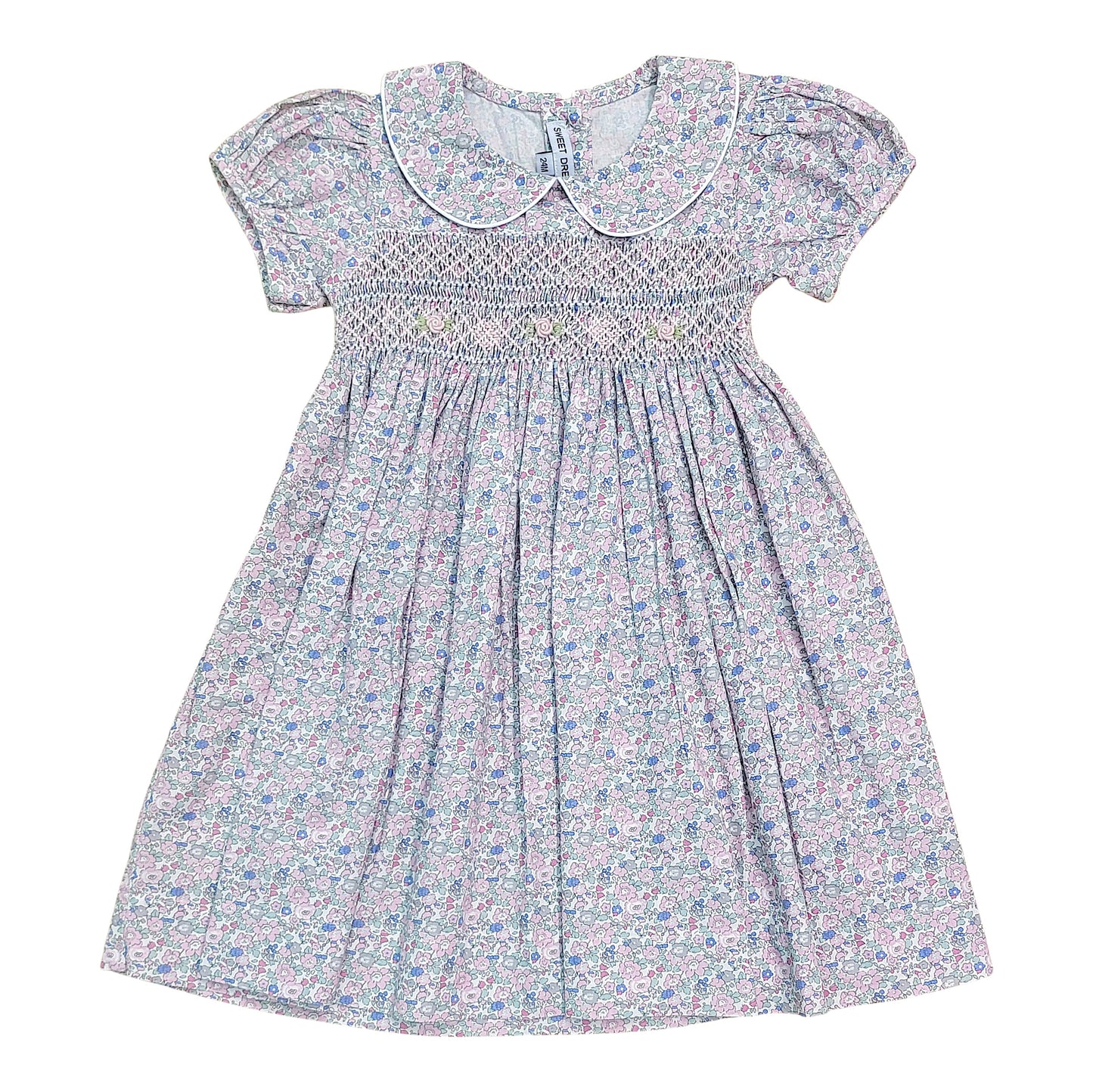 Sweet Dreams Lily Printed Smocked Dress with Collar