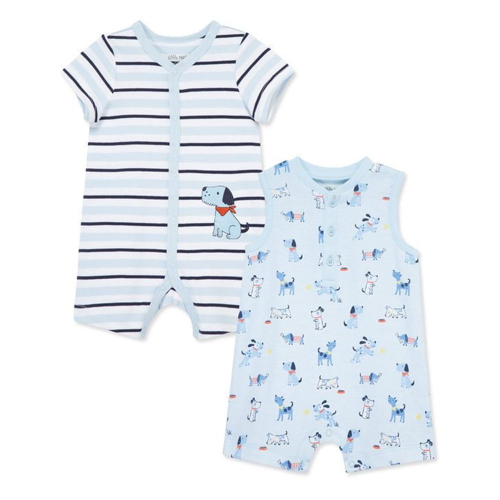 Little Me Boys Puppies Rompers - 2 Pack