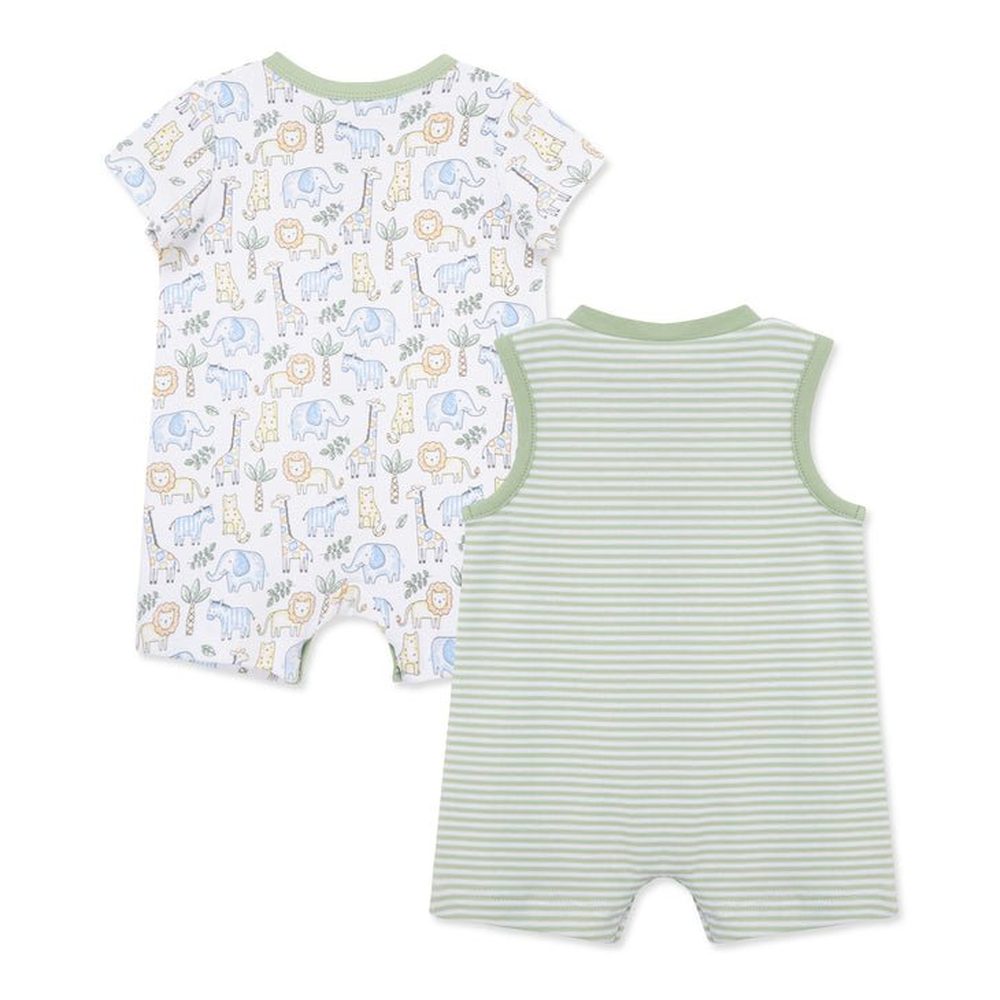 Little Me Boys Safari Rompers - 2 Pack