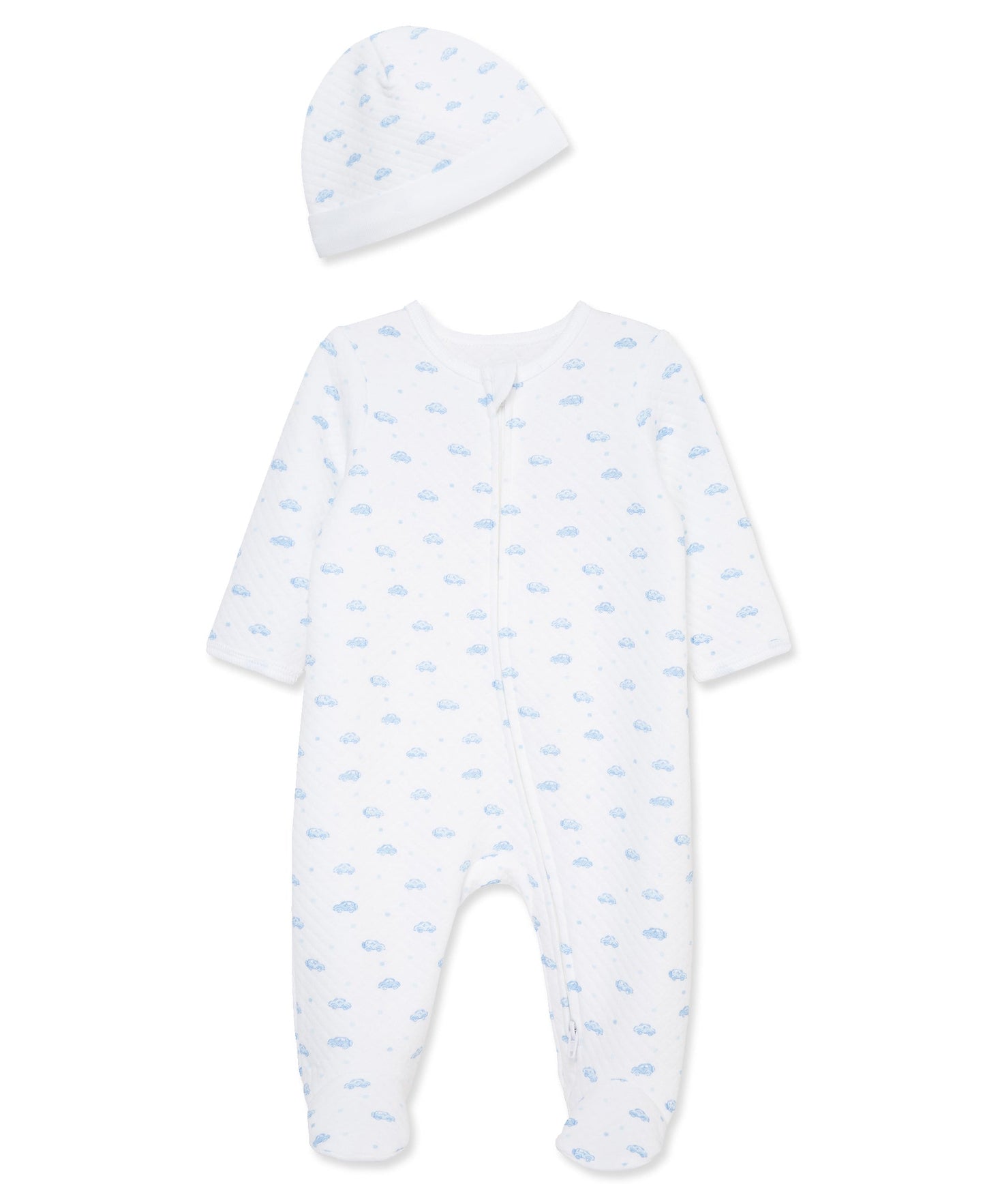 Little Me Cars Quilt Footie with Hat