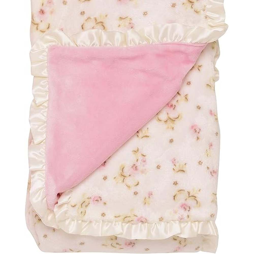 Little Me Floral Satin Edge Reversible Blanket